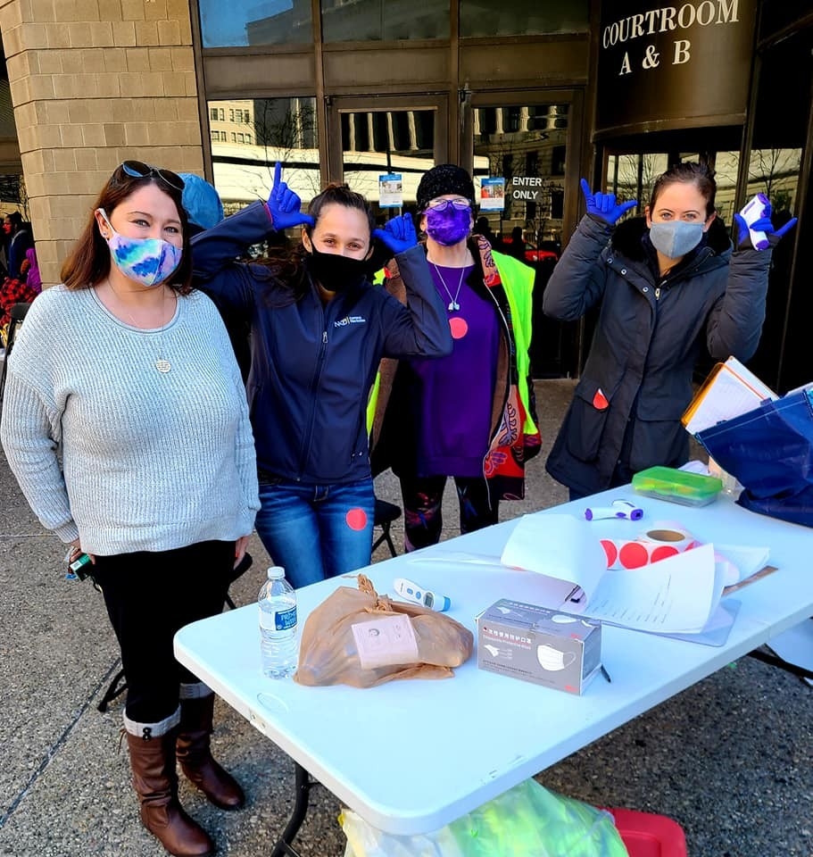 Sydney Renner, Susan Landis at the Maslow's Army service day event