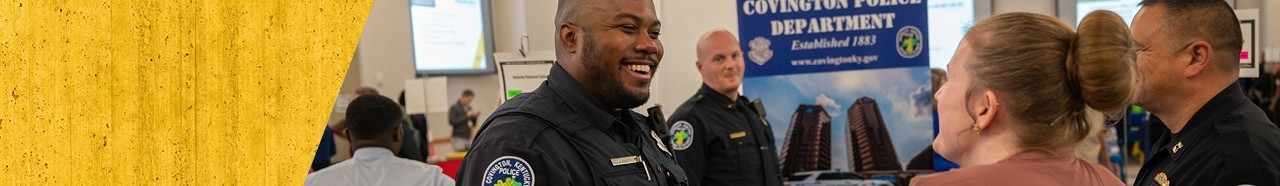 Police officers meeting with students