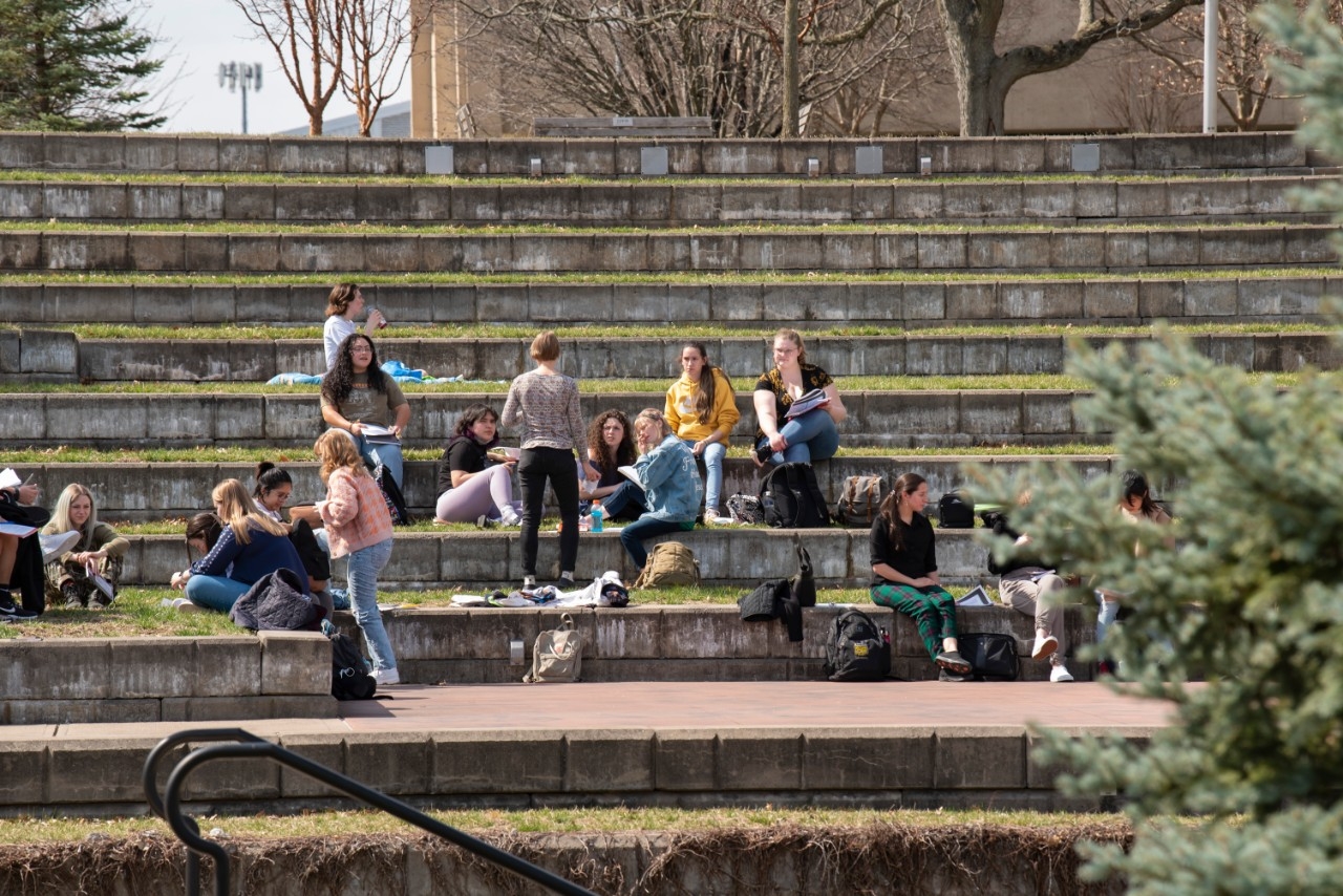 Students gathered on NKU's campus