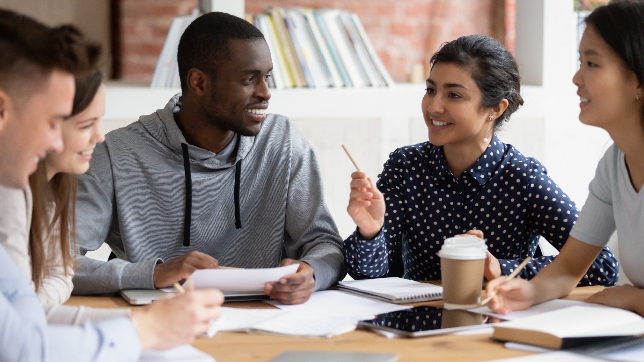 A group of students talking